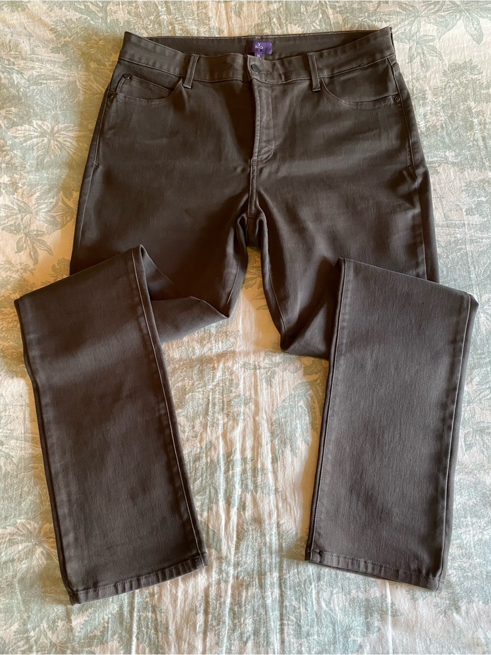 NYDJ Straight-Leg Jeans in Olive-Brown-Grey